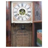 19th Century Antique "Extra Brass" Wall Clock - H. Welton & Company w/Hand Painted Scene