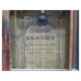 19th Century Antique "Extra Brass" Wall Clock - H. Welton & Company w/Hand Painted Scene