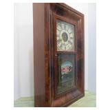 19th Century Antique "Extra Brass" Wall Clock - H. Welton & Company w/Hand Painted Scene