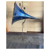 Excellent Antique Blue Metal Gramophone Horn by TT Company