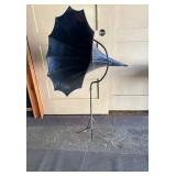 Excellent Antique Blue Metal Gramophone Horn by TT Company