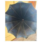 Excellent Antique Blue Metal Gramophone Horn by TT Company