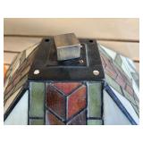 Deco Stained Glass Tiffany Style Table Lamp w/Matching Art Deco Wood Base