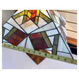 Deco Stained Glass Tiffany Style Table Lamp w/Matching Art Deco Wood Base