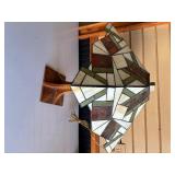 Deco Stained Glass Tiffany Style Table Lamp w/Matching Art Deco Wood Base