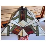 Deco Stained Glass Tiffany Style Table Lamp w/Matching Art Deco Wood Base