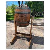 Very Nice antique Oak Barrel Butter Churn - "The Favorite"