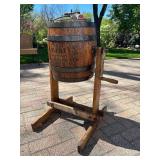 Very Nice antique Oak Barrel Butter Churn - "The Favorite"
