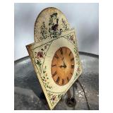 Antique Hand painted Weight Driven Wood Wall Clock