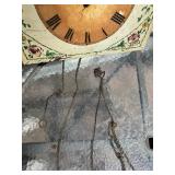 Antique Hand painted Weight Driven Wood Wall Clock