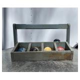 Vintage Wooden Carrier Box w/Croquet Balls