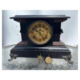 Ornate Antique Ingraham Mantel Clock w/Pendulum & Key