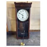 Large Antique New Haven Wall Clock w/Pendulum