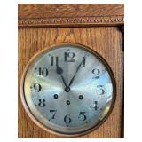 Very Nice Antique German Oak Wall Clock w/Pendulum & Key