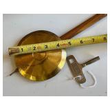 Very Nice Antique German Oak Wall Clock w/Pendulum & Key