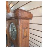 Very Nice Antique German Oak Wall Clock w/Pendulum & Key