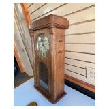 Very Nice Antique German Oak Wall Clock w/Pendulum & Key