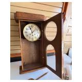 Very Nice Antique German Oak Wall Clock w/Pendulum & Key