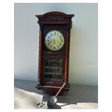 Excellent Quality Vintage German Wall Clock w/Pendulum & Key