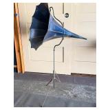 Excellent Antique Blue Metal Gramophone Horn by TT Company