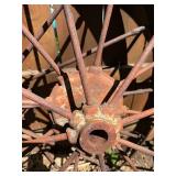 Matching Pair of Antique Iron Studded Wagon Wheels - 40"