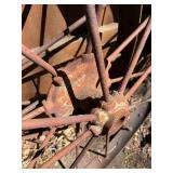Matching Pair of Antique Iron Studded Wagon Wheels - 40"