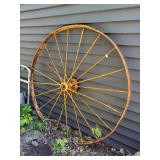 Antique Iron Wagon Wheel - Yellow - 53"