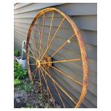 Antique Iron Wagon Wheel - Yellow - 53"