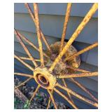 Antique Iron Wagon Wheel - Yellow - 53"