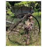 Matching Pair of Antique Iron Wagon Wheels - 43"