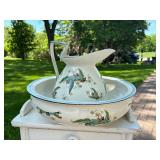 Great Looking Signed KING Art Deco Pitcher & Basin Set w/Bird Design