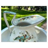 Great Looking Signed KING Art Deco Pitcher & Basin Set w/Bird Design
