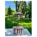 Very Cool Vintage Lighted EXIT Sign w/Industrial Lamp attachment