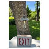 Very Cool Vintage Lighted EXIT Sign w/Industrial Lamp attachment