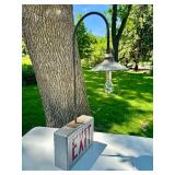 Very Cool Vintage Lighted EXIT Sign w/Industrial Lamp attachment