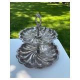 Vintage Silver Plated 2-Tier Scalloped Edge Serving Tray