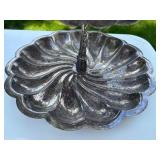 Vintage Silver Plated 2-Tier Scalloped Edge Serving Tray