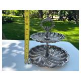 Vintage Silver Plated 2-Tier Scalloped Edge Serving Tray