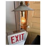 Very Cool Vintage Lighted EXIT Sign w/Industrial Lamp attachment