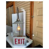 Very Cool Vintage Lighted EXIT Sign w/Industrial Lamp attachment