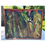 Mid Century Abstract Oil on Canvas Painting