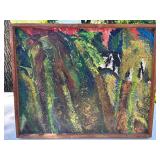 Mid Century Abstract Oil on Canvas Painting