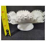 Fenton Silver Crest Pedestal Compote & Round Candy Dish