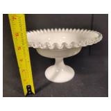 Fenton Silver Crest Pedestal Compote & Round Candy Dish