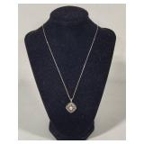 925 Sterling Marcasite & Pearl Necklace/Earring Set