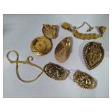 Vintage Reuge Jewelry/Music Box w/Assorted Scart & Shoe Clips