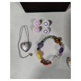 Assortment of Costume Jewelry & Sterling Necklace