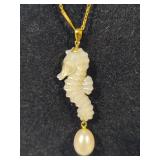14K Sea Horse Pendant w/Chain