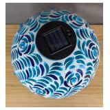 Solar Gazing Ball 10" Mosaic Glass Garden Globe $59.99 Retail - Brand New