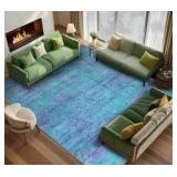 Abstract Teal & Purple Area Rug 6